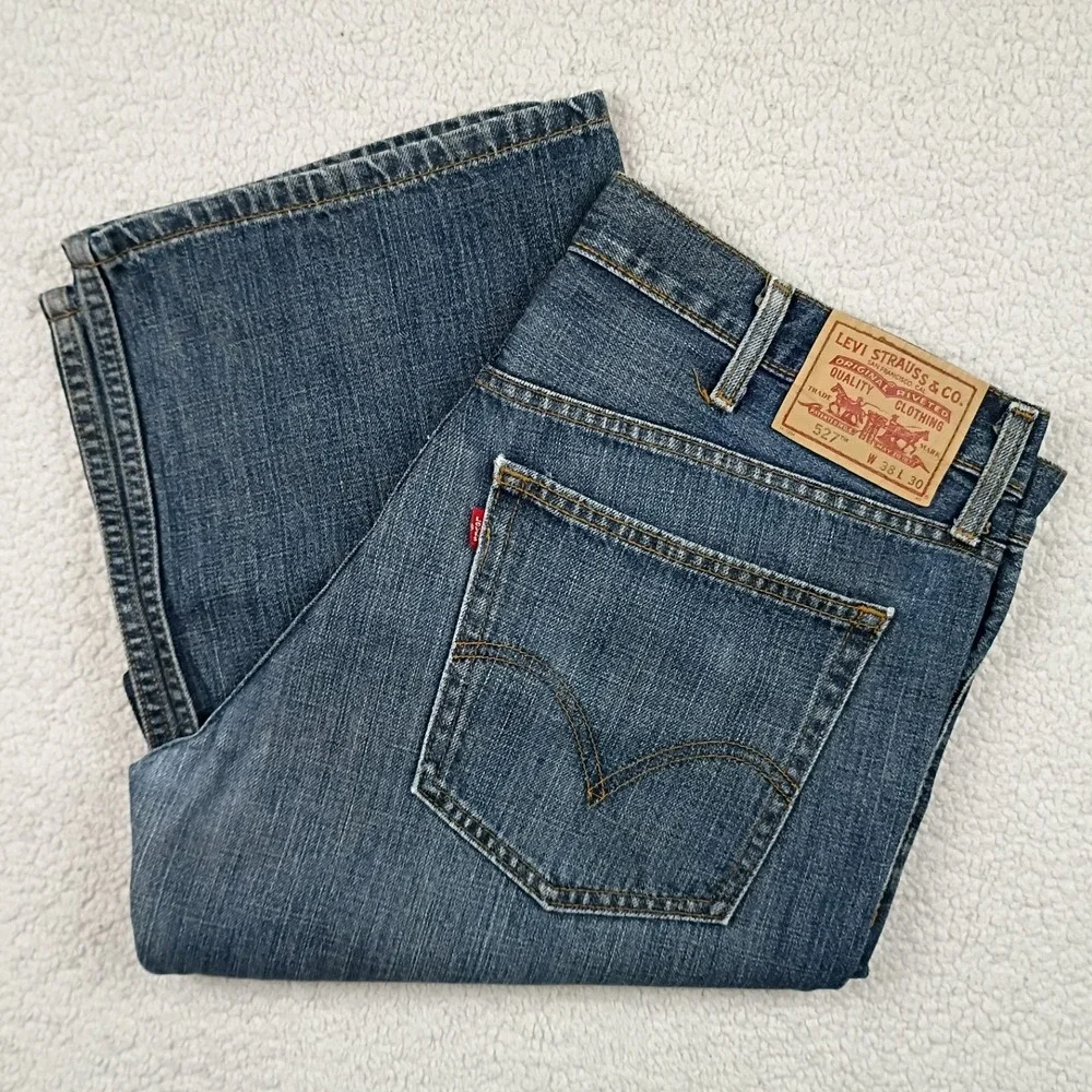 Levi's 527 Slim Bootcut Jeans Mens 38x30 Blue Denim Classic‎ Western Cowboy